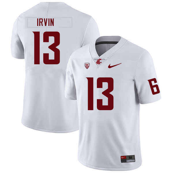 Men #13 Chris Irvin Washington State Cougars College Football Jerseys Sale-White